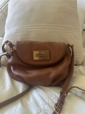 Marc by Marc Jacobs Tan Pebbled Leather Crossbody with Gold Plaque